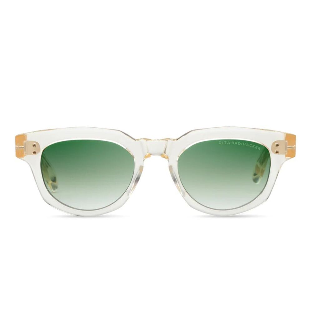 DITA Radihacker Round Gradient Green Tint Sunglasses with Transparent Frame